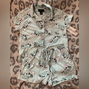 🆕 nwt womens coffee conversation pajama top bottom set